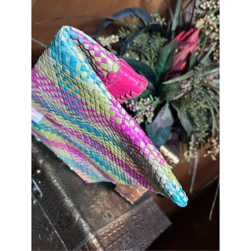 Cleobella Fold-over Straw Clutch Envelope Bag multicolor